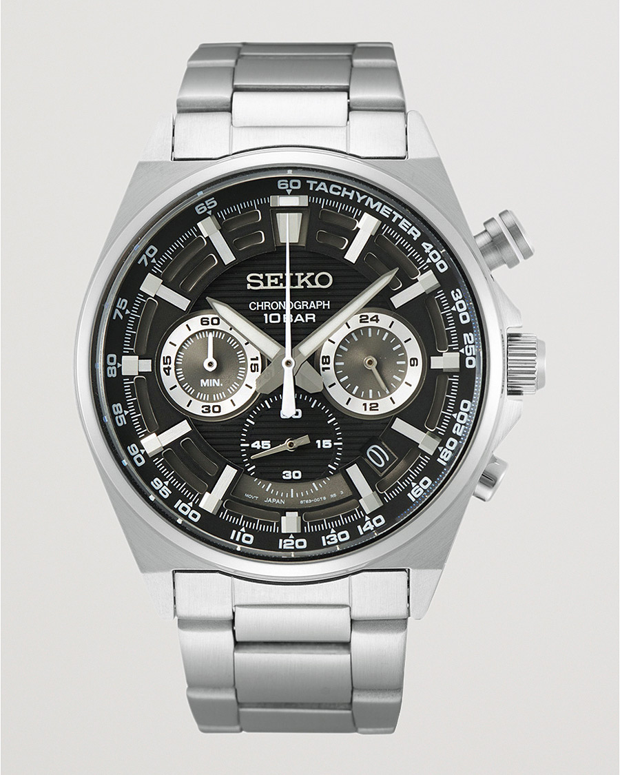Mies | Seiko Chronograph 41mm Steel Black Dial | Seiko | Chronograph 41mm Steel Black Dial
