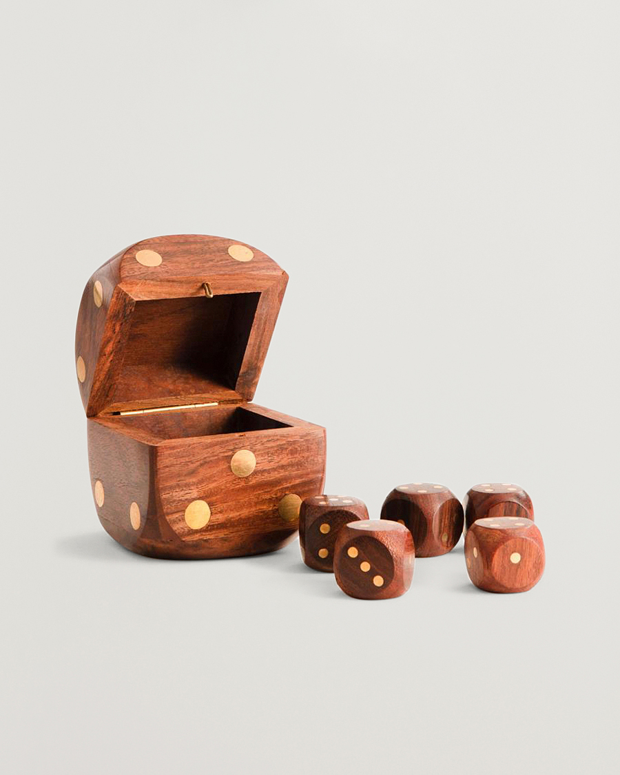 Mies | Koristeet | Authentic Models | Wooden Dice Box Brass