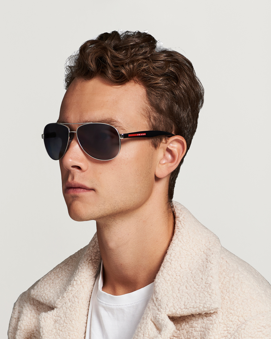 Mies | Pilottiaurinkolasit | Prada Linea Rossa | 0PS 53PS Polarized Sunglasses Silver