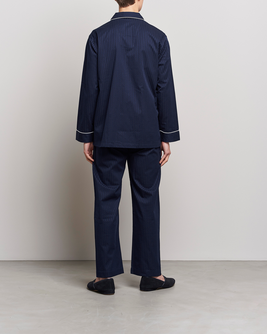 Mies | Yöpuvut ja kylpytakit | Derek Rose | Royal Piped Cotton Pyjama Set Navy
