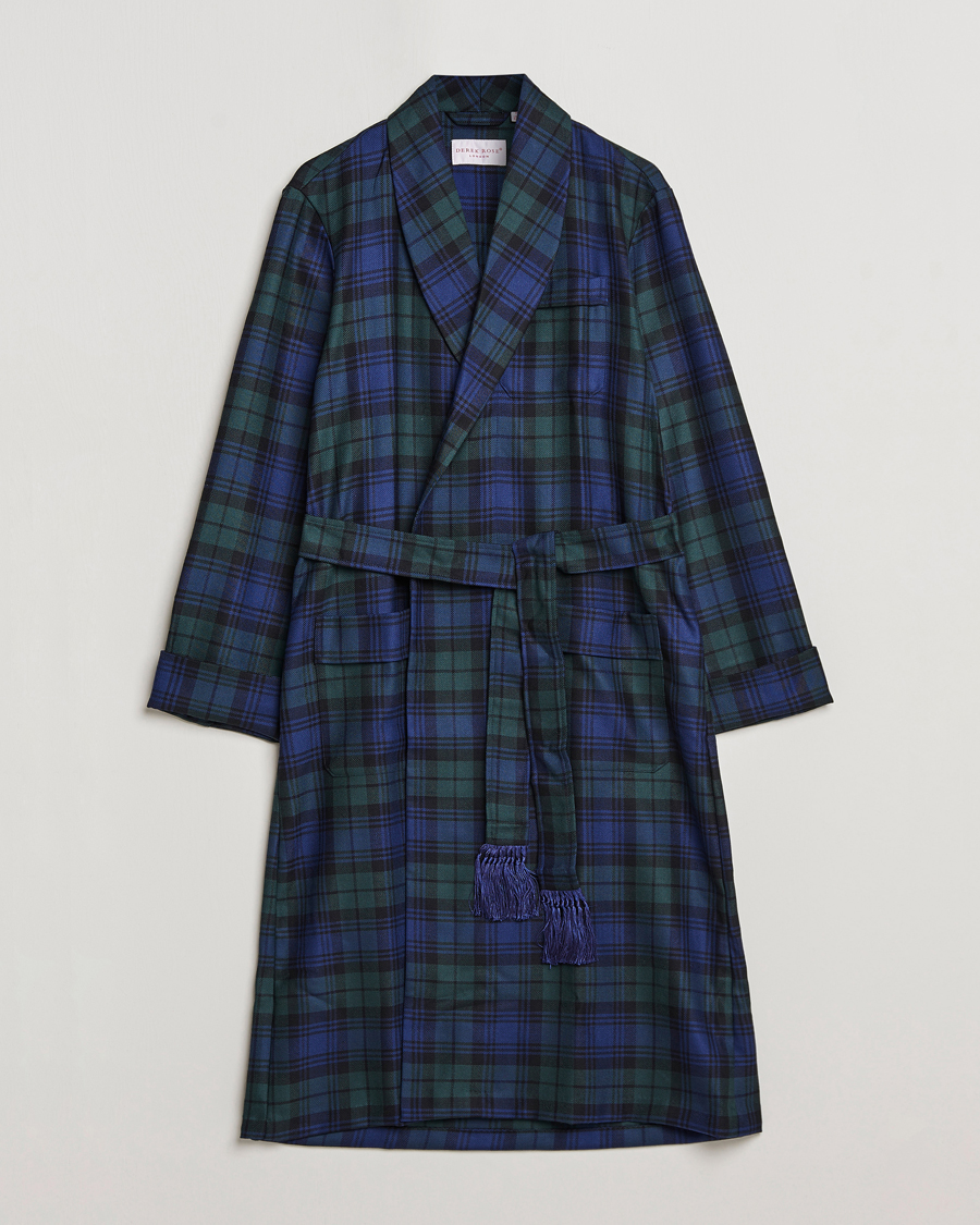Mies | Yöpuvut ja kylpytakit | Derek Rose | Wool Tartan Dressing Gown Blackwatch