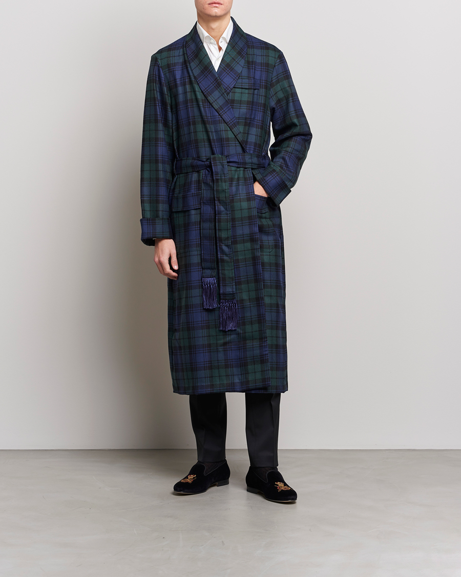 Mies |  | Derek Rose | Wool Tartan Dressing Gown Blackwatch