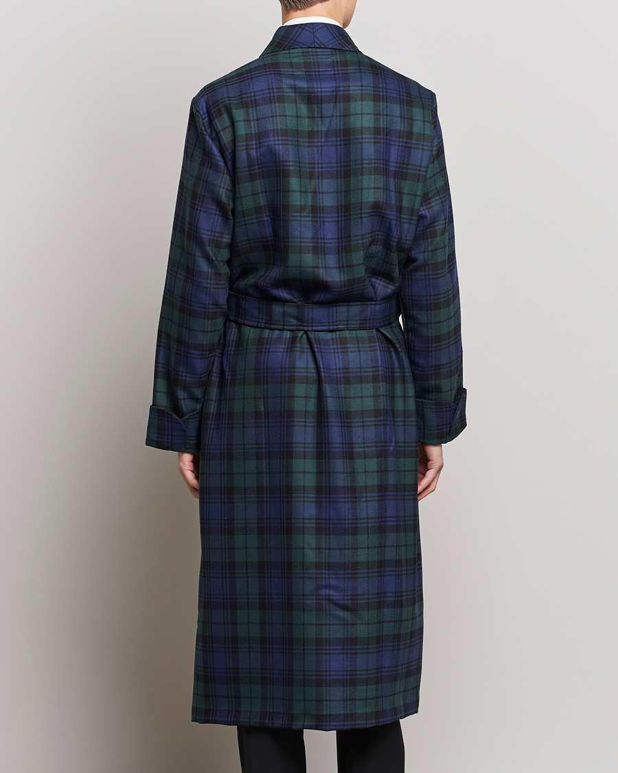 Mies | Yöpuvut ja kylpytakit | Derek Rose | Wool Tartan Dressing Gown Blackwatch