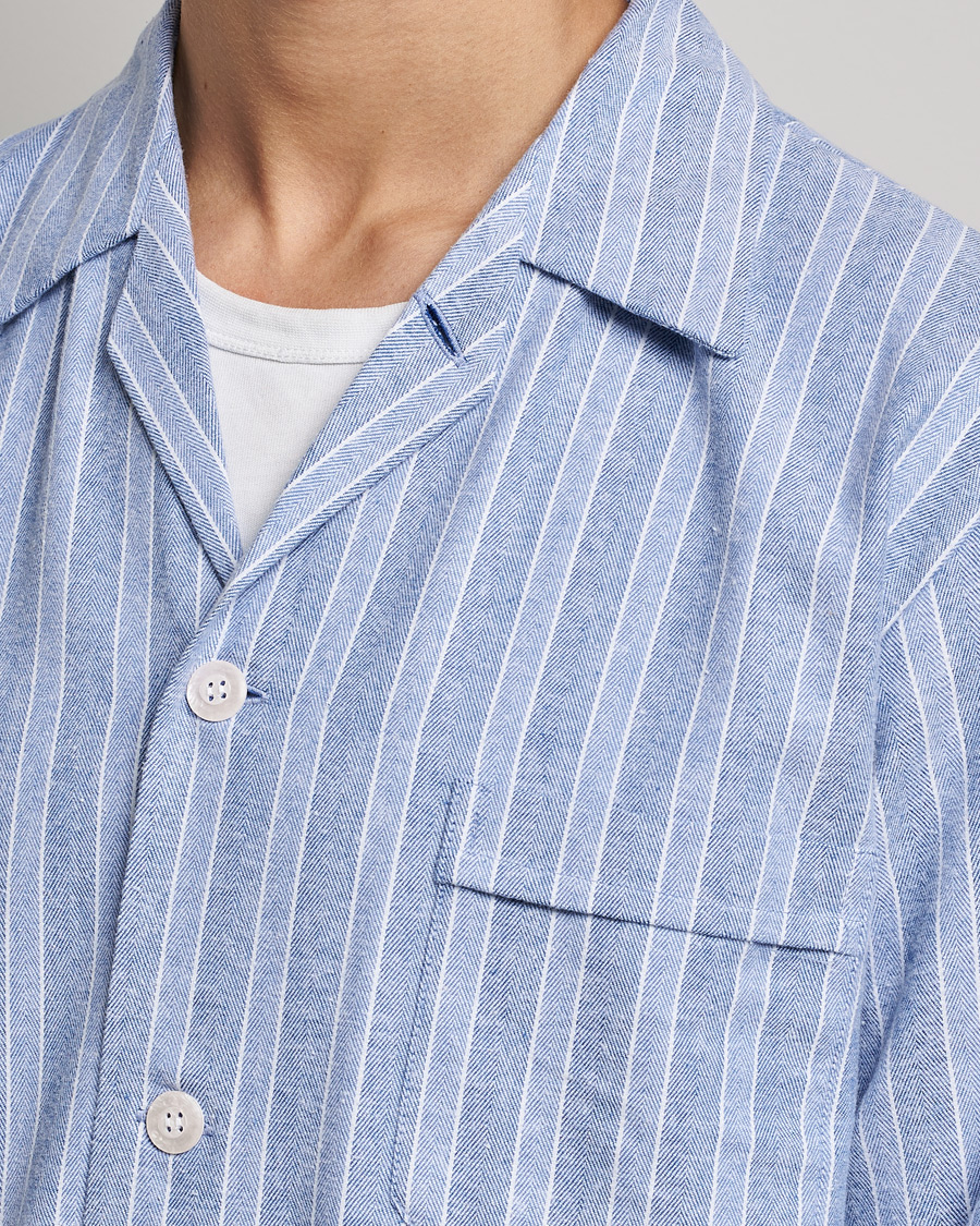 Mies | Yöpuvut ja kylpytakit | Derek Rose | Brushed Cotton Flannel Striped Pyjama Set Blue