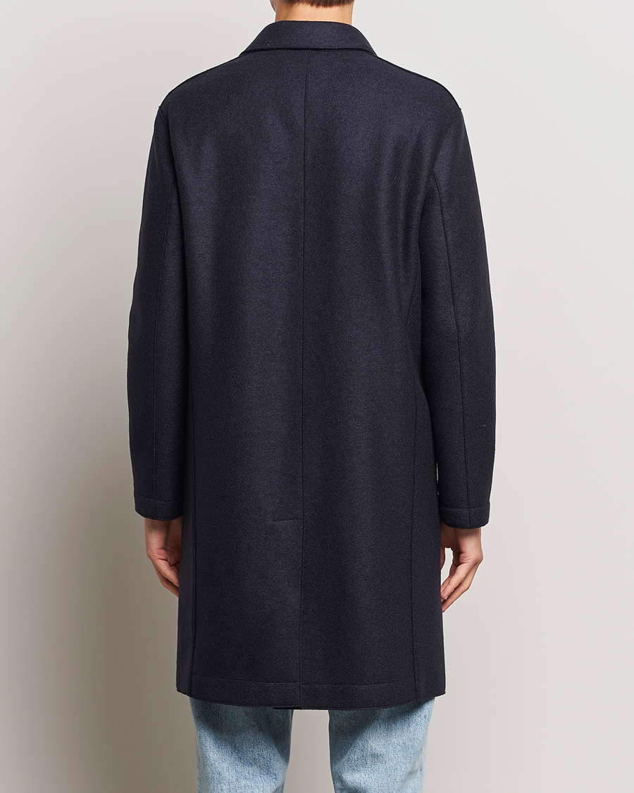 Mies | Takit | Harris Wharf London | Pressed Wool Mac Coat Navy
