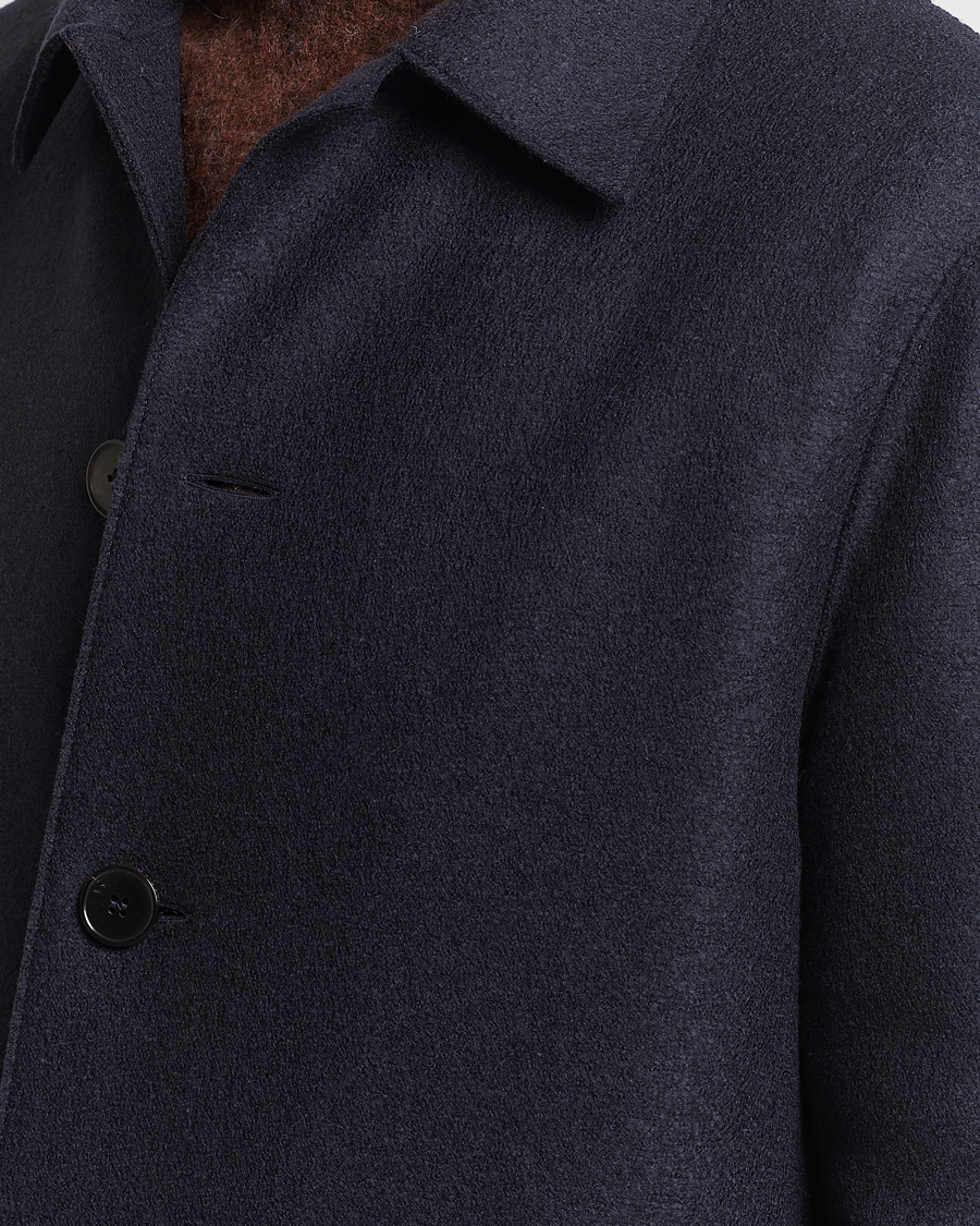 Mies | Takit | Harris Wharf London | Pressed Wool Mac Coat Navy