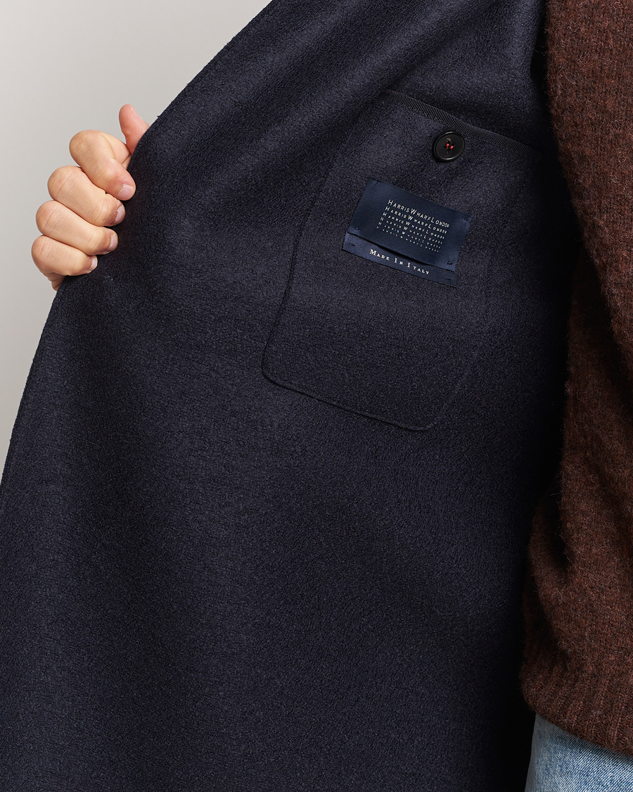 Mies | Takit | Harris Wharf London | Pressed Wool Mac Coat Navy