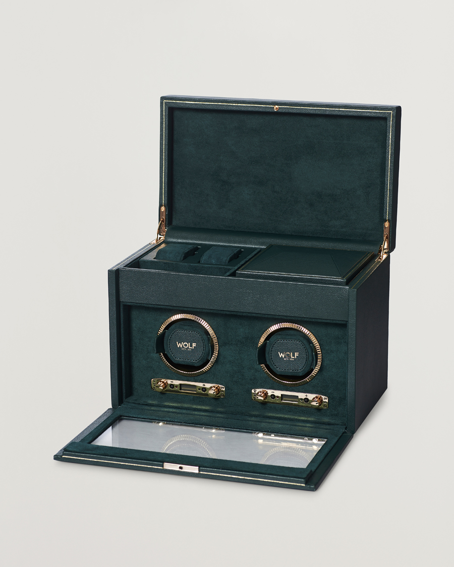 Mies | WOLF British Racing Green Double Watch Winder | WOLF | British Racing Green Double Watch Winder
