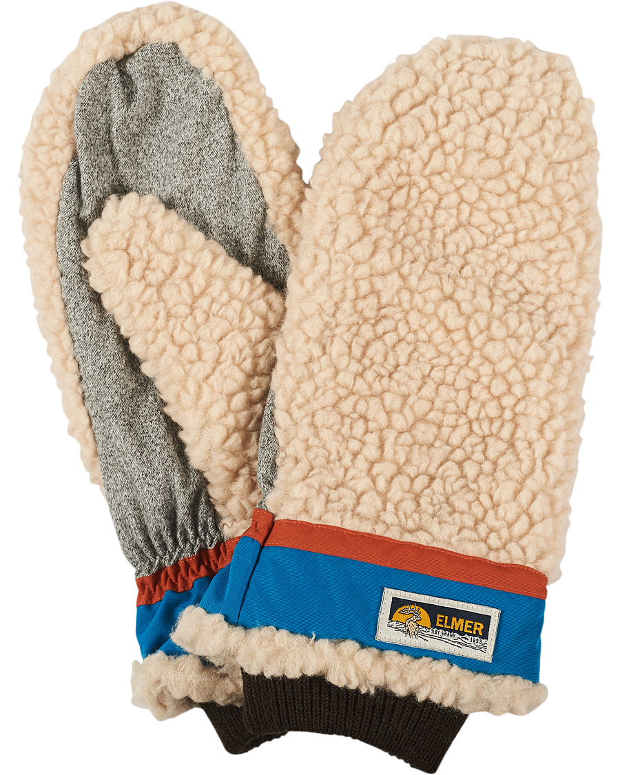 Mies | Elmer by Swany Miyo Wool Teddy Mittens Beige/Blue | Elmer by Swany | Miyo Wool Teddy Mittens Beige/Blue