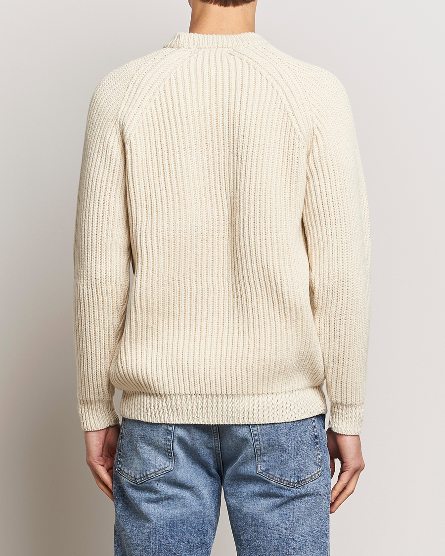 Mies | Puserot | Gloverall | Fisherman Rib Chunky Wool Crew Neck Ecru