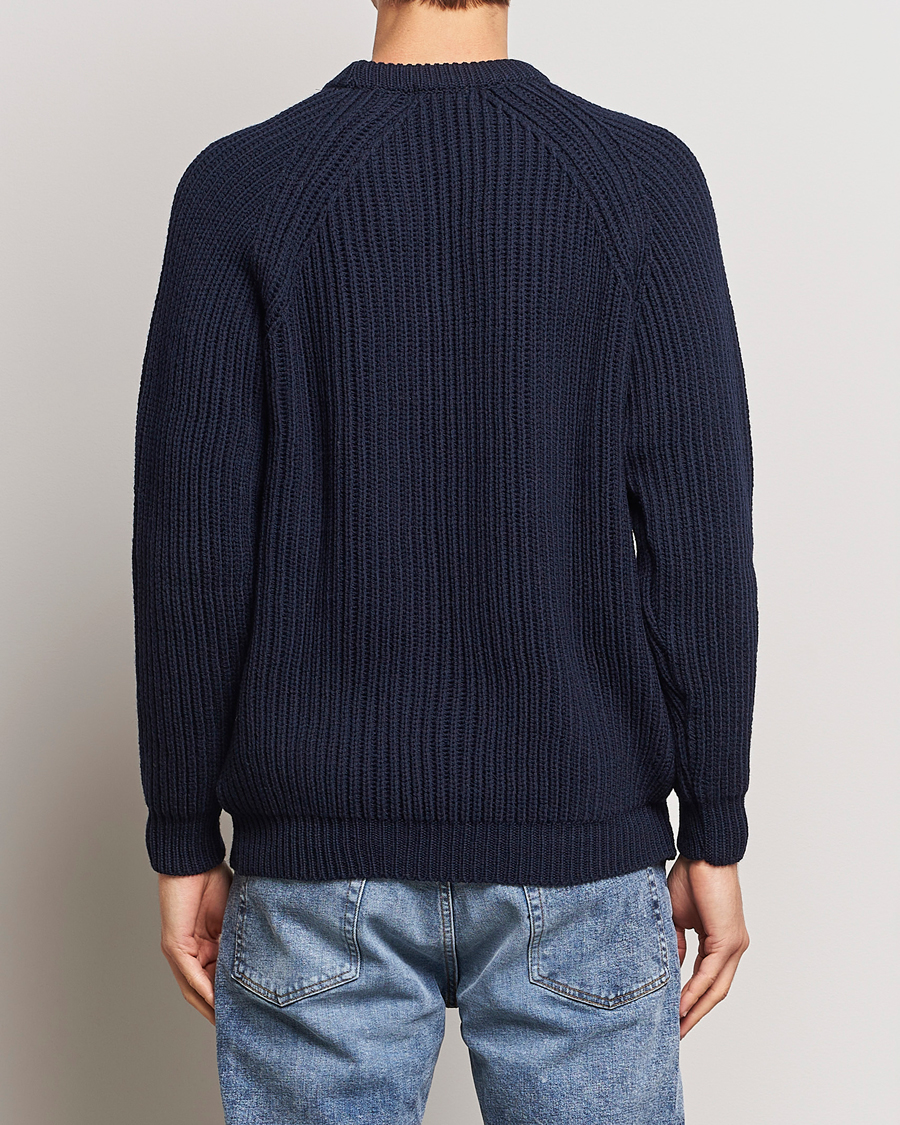 Mies | Puserot | Gloverall | Fisherman Rib Chunky Wool Crew Neck Navy
