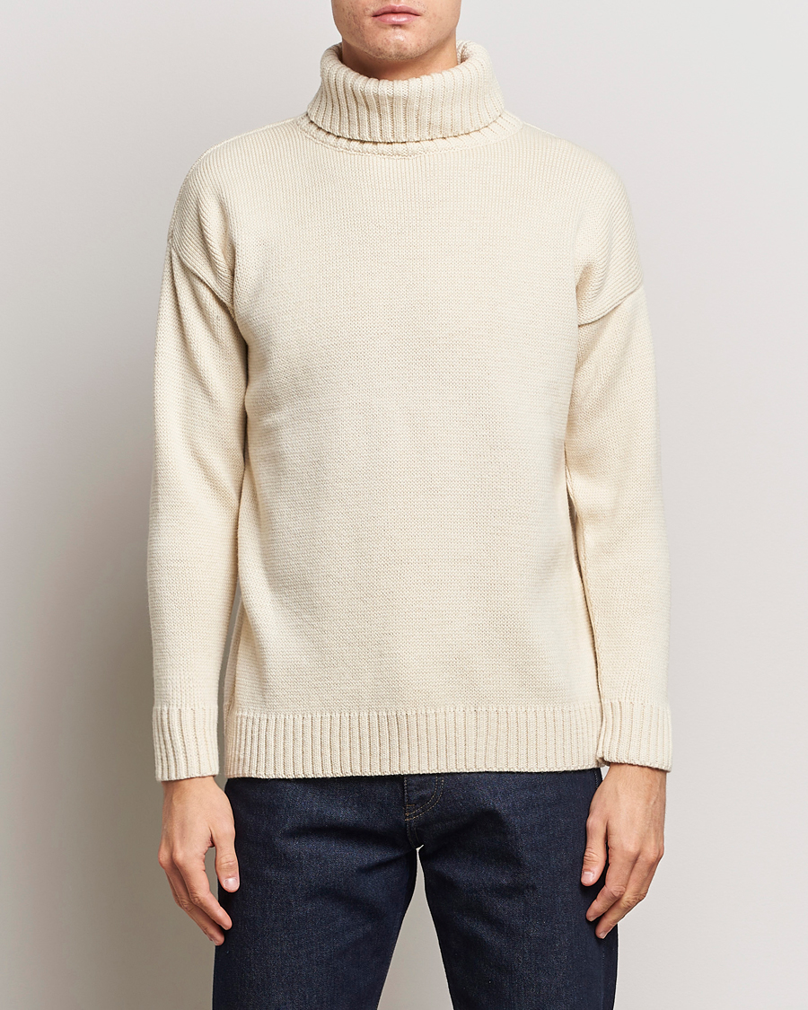 Mies | Best of British | Gloverall | Submariner Chunky Wool Roll Neck Ecru