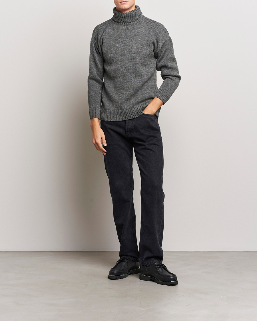 Mies | Best of British | Gloverall | Submariner Chunky Wool Roll Neck Grey