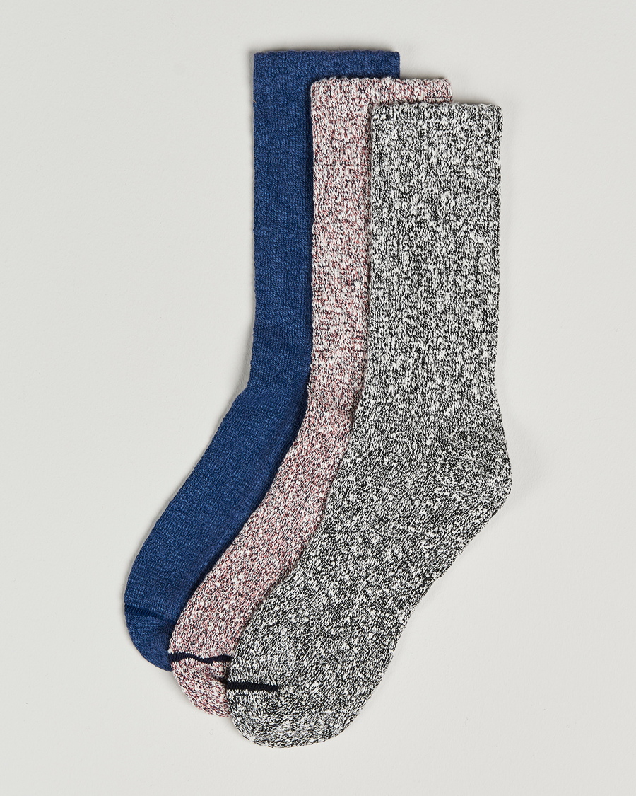 Mies | Alusvaatteet | Red Wing Shoes | Cotton Ragg Crew 3-Pack Pink/Blue/Black