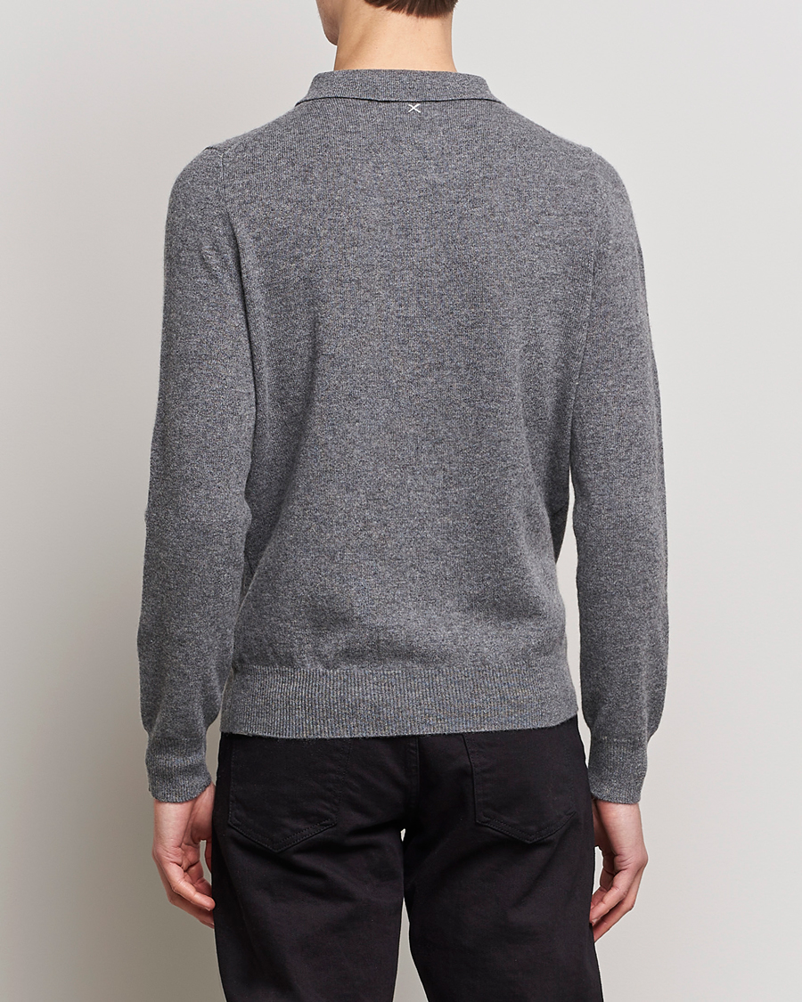 Mies | Puserot | People's Republic of Cashmere | Cashmere Long Sleeve Polo Heather Grey