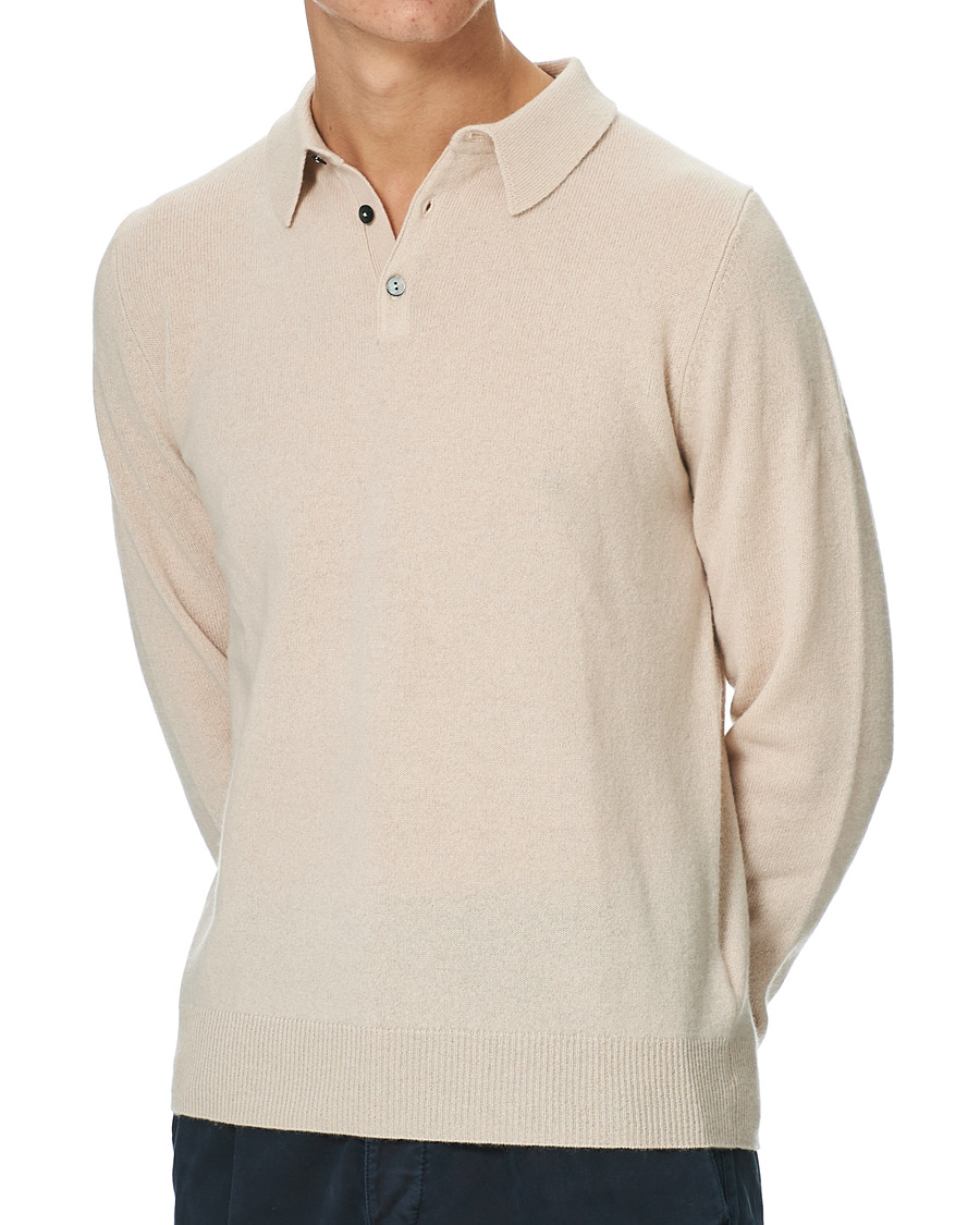 Mies | Puserot | People's Republic of Cashmere | Cashmere Long Sleeve Polo Cream