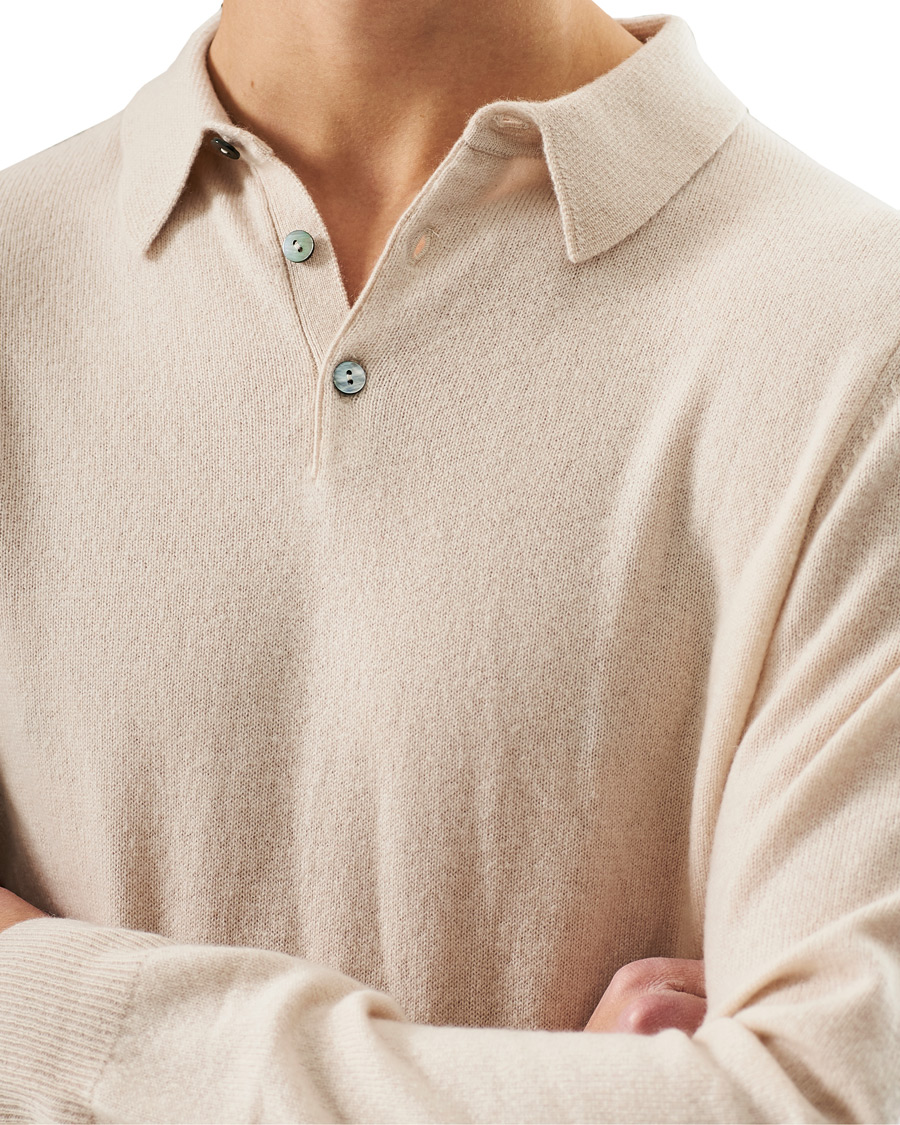 Mies | Puserot | People's Republic of Cashmere | Cashmere Long Sleeve Polo Cream