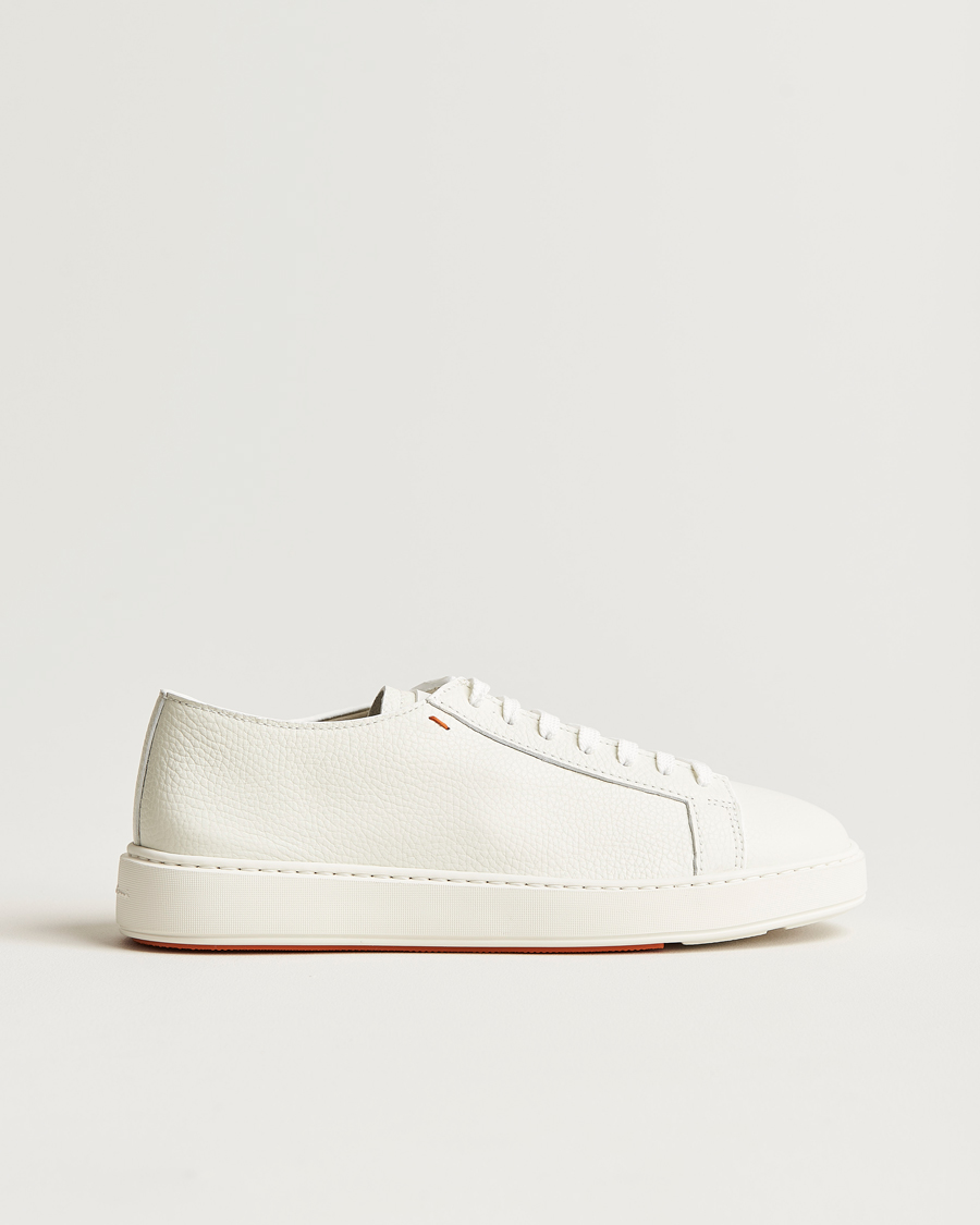 Mies | Tennarit | Santoni | Low Top Grain Leather Sneaker White Calf