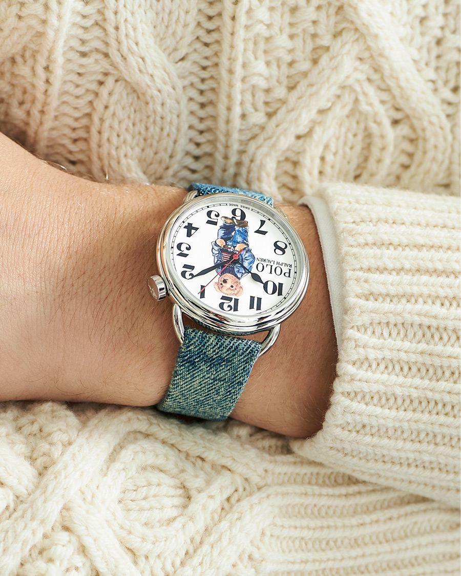 Mies | Polo Ralph Lauren 42mm Automatic Denim Flag Bear Steel With White Dial | Polo Ralph Lauren | 42mm Automatic Denim Flag Bear Steel With White Dial
