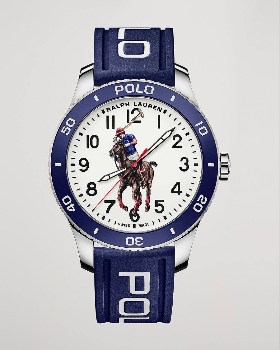Mies | Polo Ralph Lauren 42mm Automatic Pony Player White Dial/Blue Bezel | Polo Ralph Lauren | 42mm Automatic Pony Player White Dial/Blue Bezel