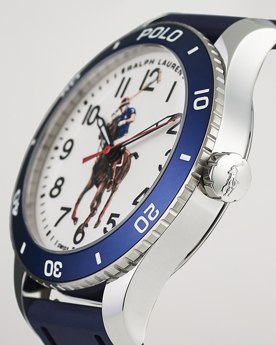 Mies | Polo Ralph Lauren 42mm Automatic Pony Player White Dial/Blue Bezel | Polo Ralph Lauren | 42mm Automatic Pony Player White Dial/Blue Bezel