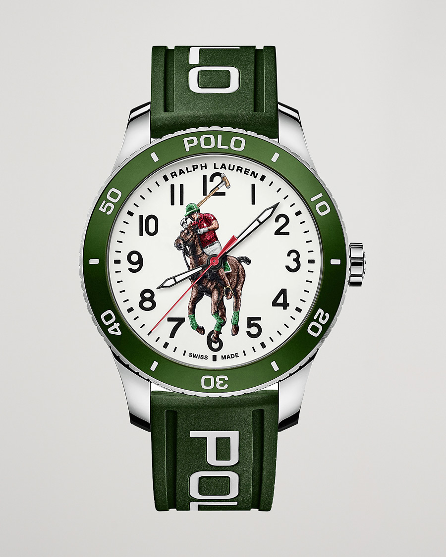 Mies | Polo Ralph Lauren 42mm Automatic Pony Player White Dial/Green Bezel | Polo Ralph Lauren | 42mm Automatic Pony Player White Dial/Green Bezel