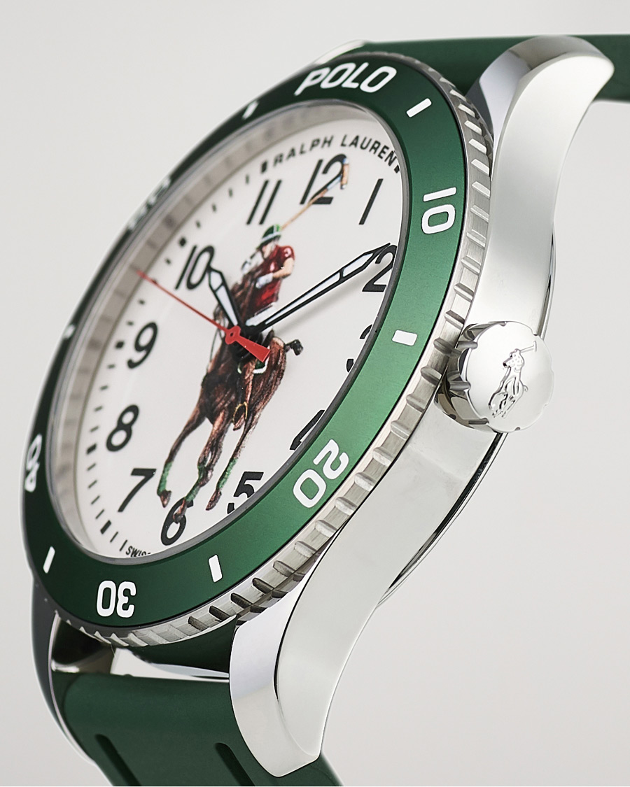Mies | Polo Ralph Lauren 42mm Automatic Pony Player White Dial/Green Bezel | Polo Ralph Lauren | 42mm Automatic Pony Player White Dial/Green Bezel