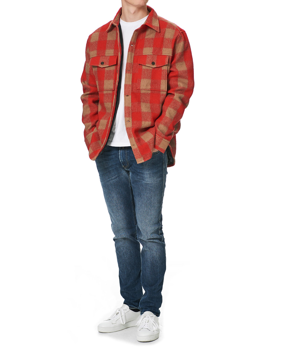 Mies | Kauluspaidat | J.Lindeberg | Gingham Wool Loose Fit Overshirt Red Bell