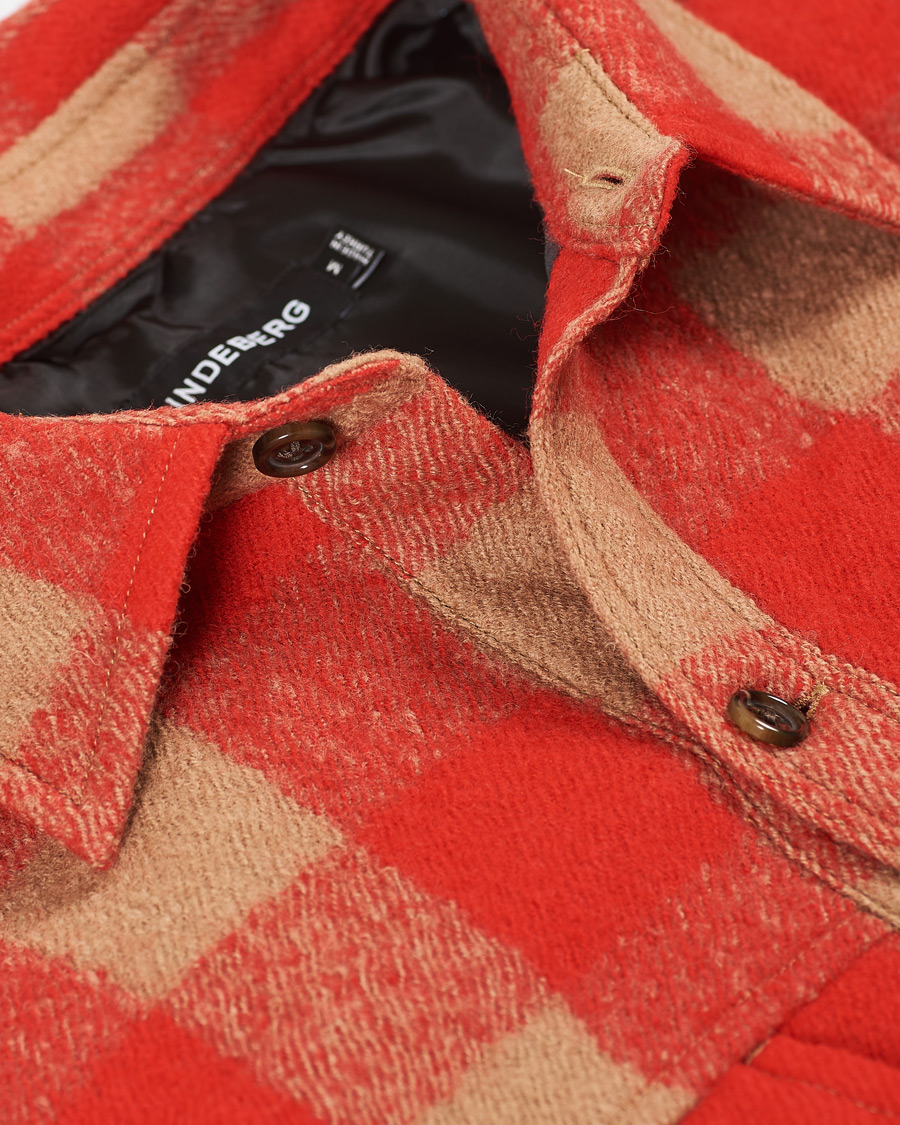Mies | Kauluspaidat | J.Lindeberg | Gingham Wool Loose Fit Overshirt Red Bell