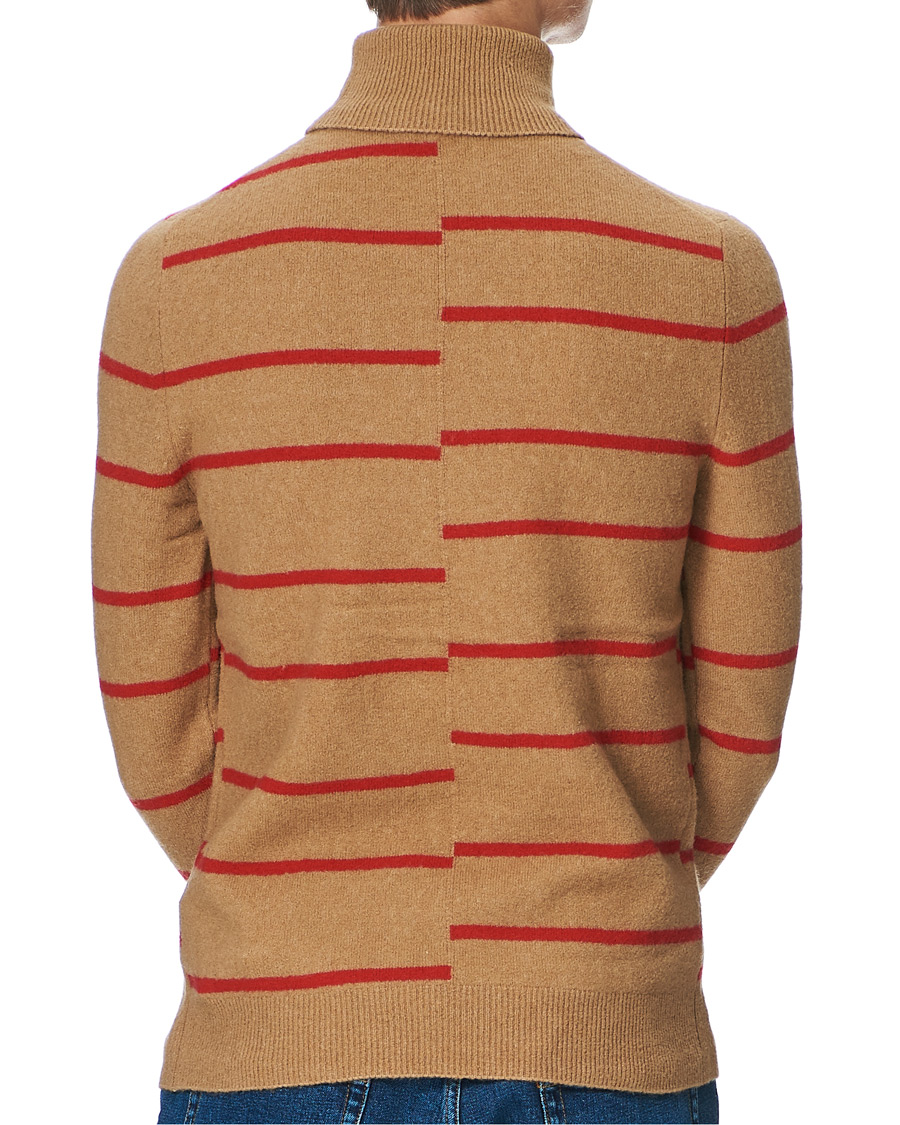 Mies | Puserot | J.Lindeberg | Floyd Striped Yak Blend Rollneck Tiger Brown
