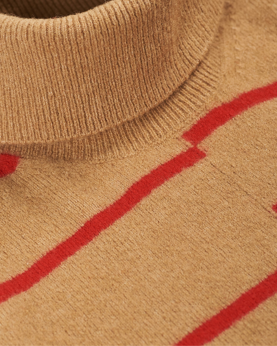 Mies | Puserot | J.Lindeberg | Floyd Striped Yak Blend Rollneck Tiger Brown