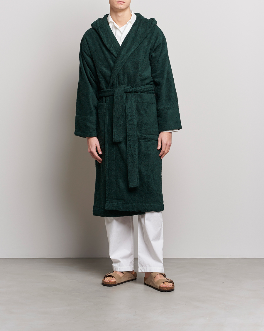 Mies | Yöpuvut ja kylpytakit | Tekla | Organic Terry Hooded Bathrobe Forest Green