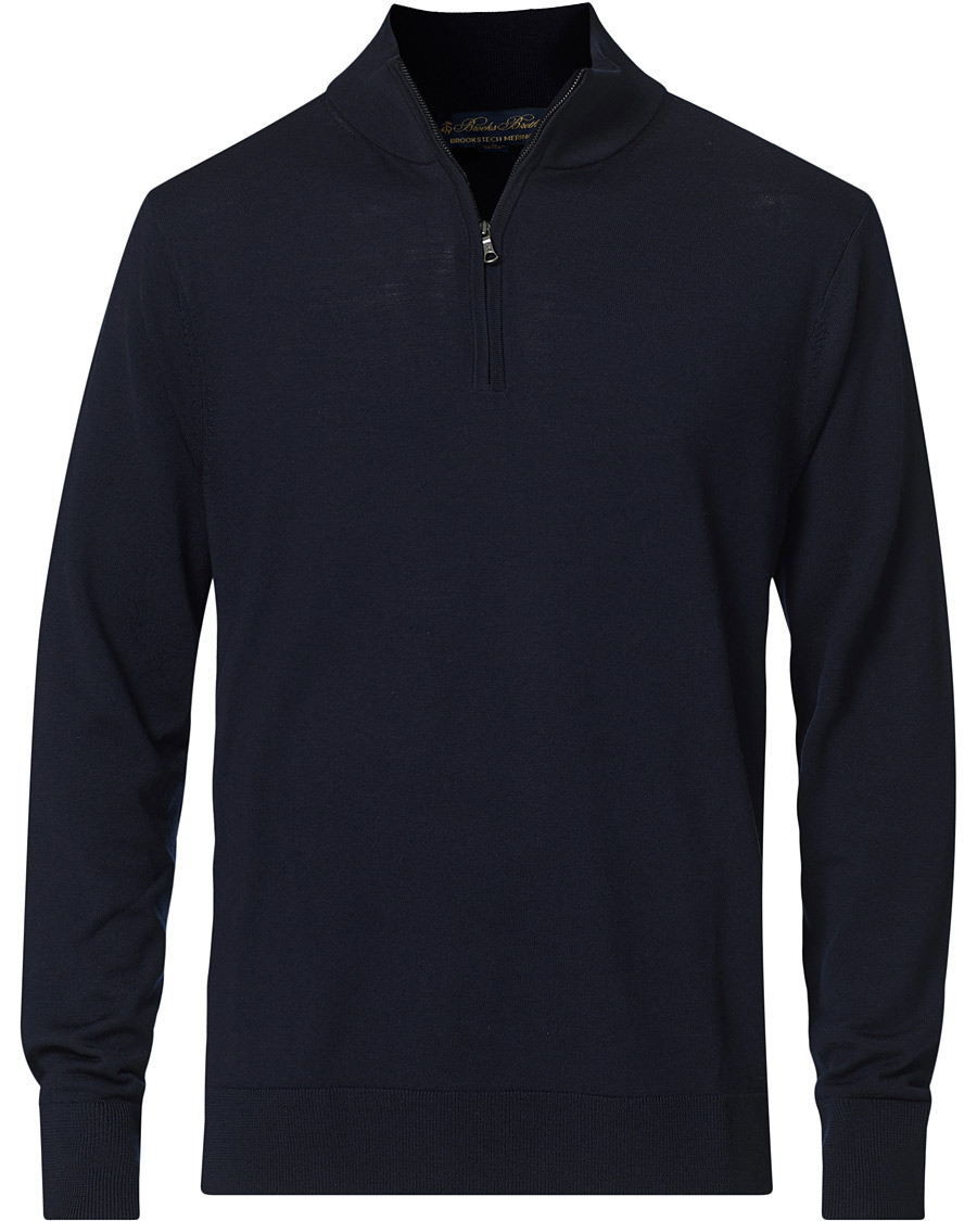 Mies | Puserot | Brooks Brothers | Washable Merino Wool Half Zip Navy