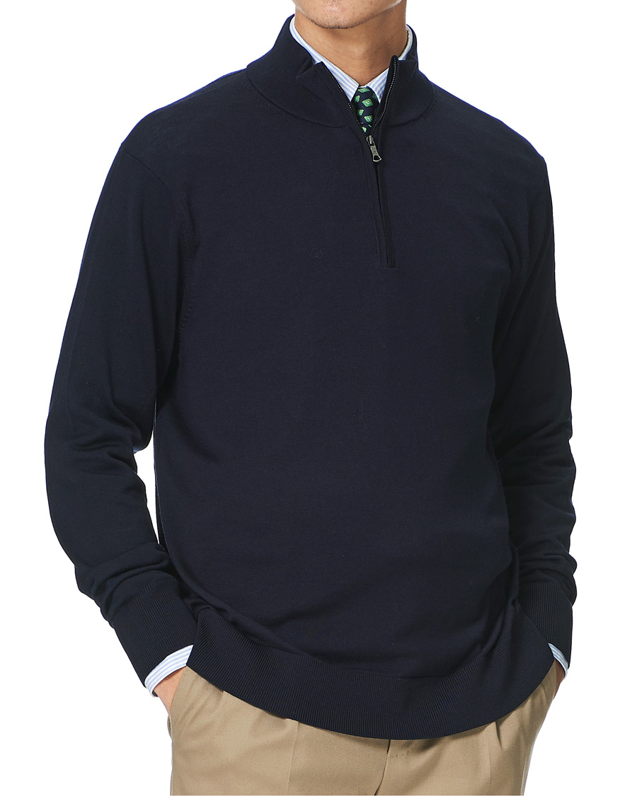 Mies | Puserot | Brooks Brothers | Washable Merino Wool Half Zip Navy