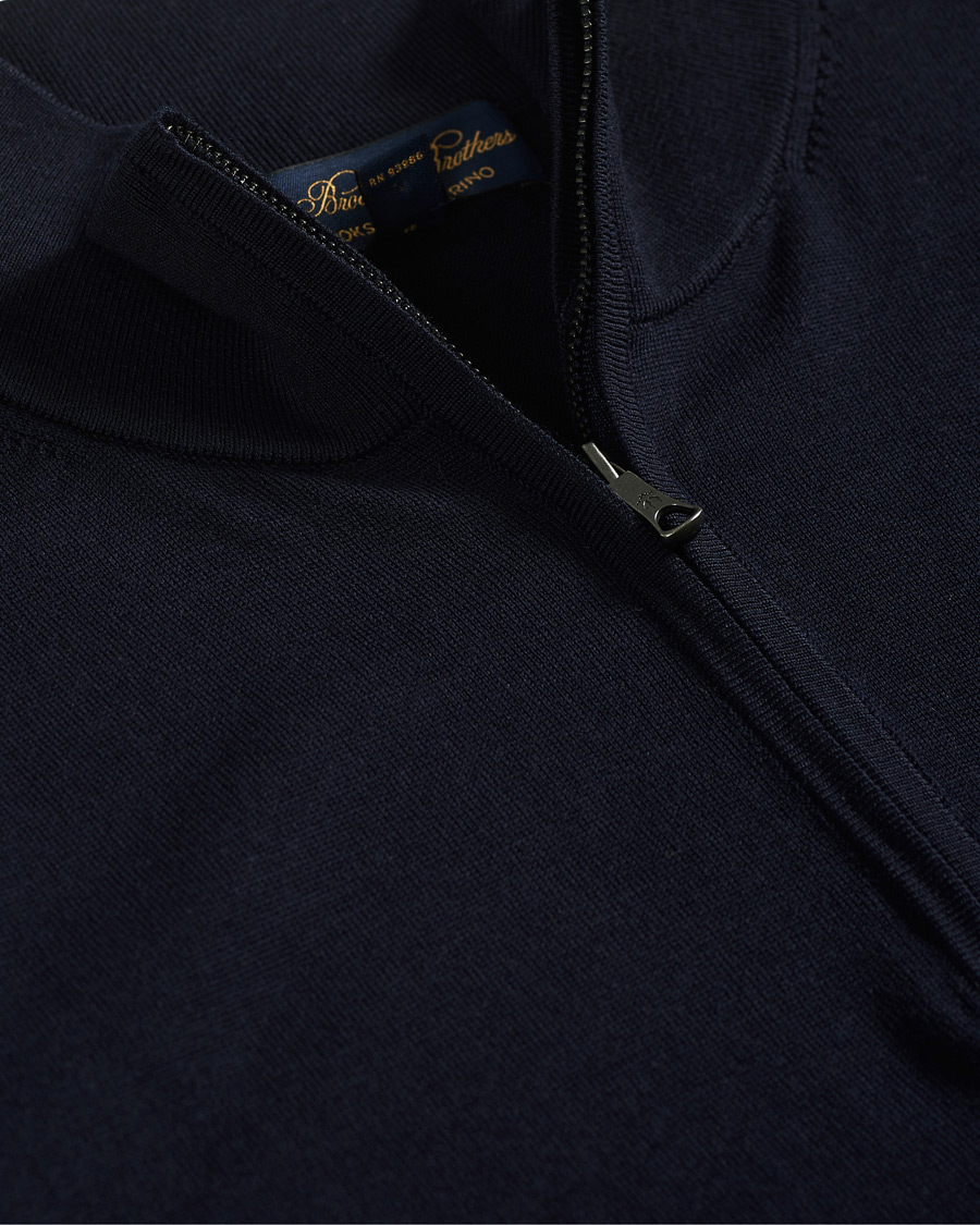 Mies | Puserot | Brooks Brothers | Washable Merino Wool Half Zip Navy