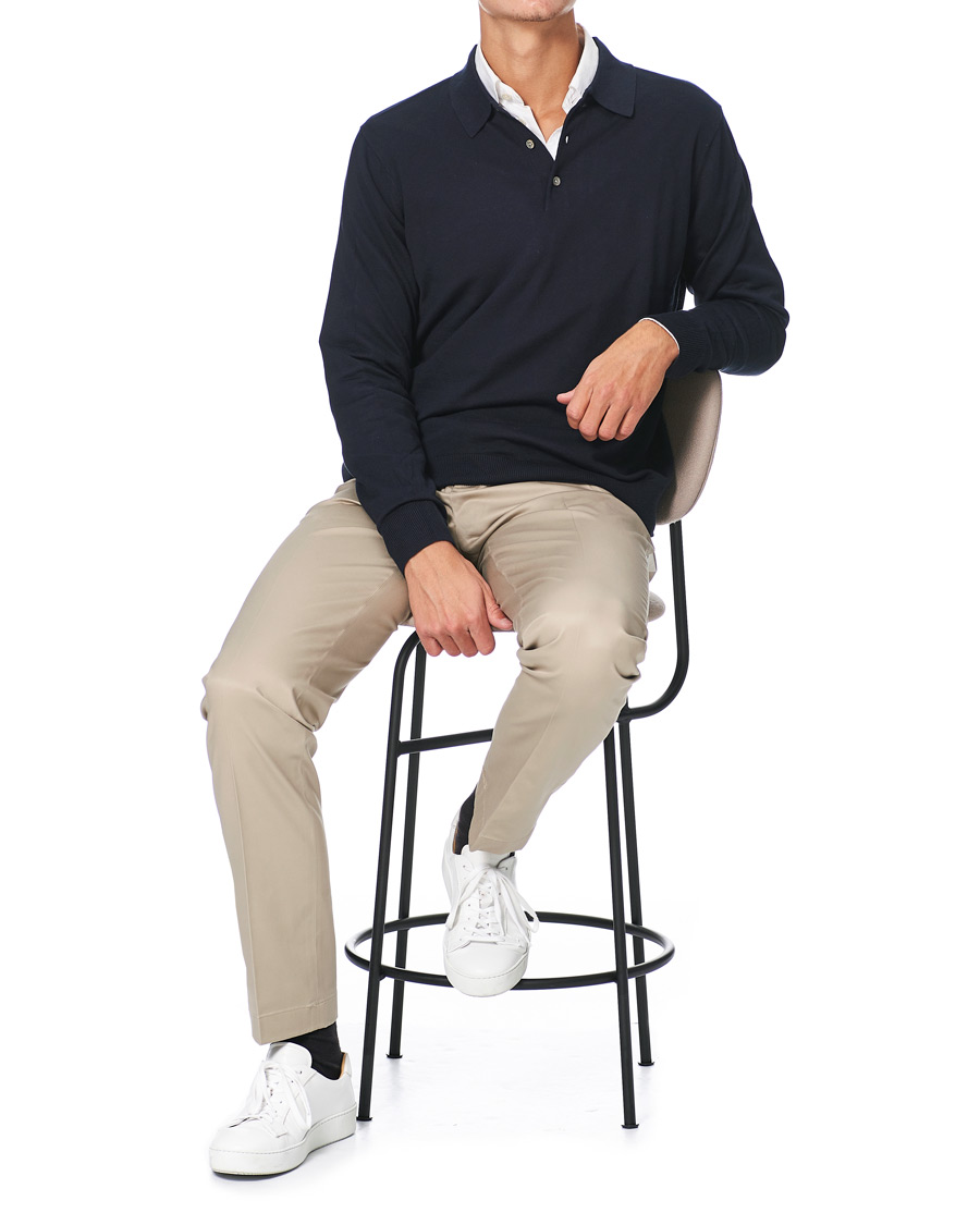 Mies | Puserot | Brooks Brothers | Cotton/Silk Knitted Polo Navy