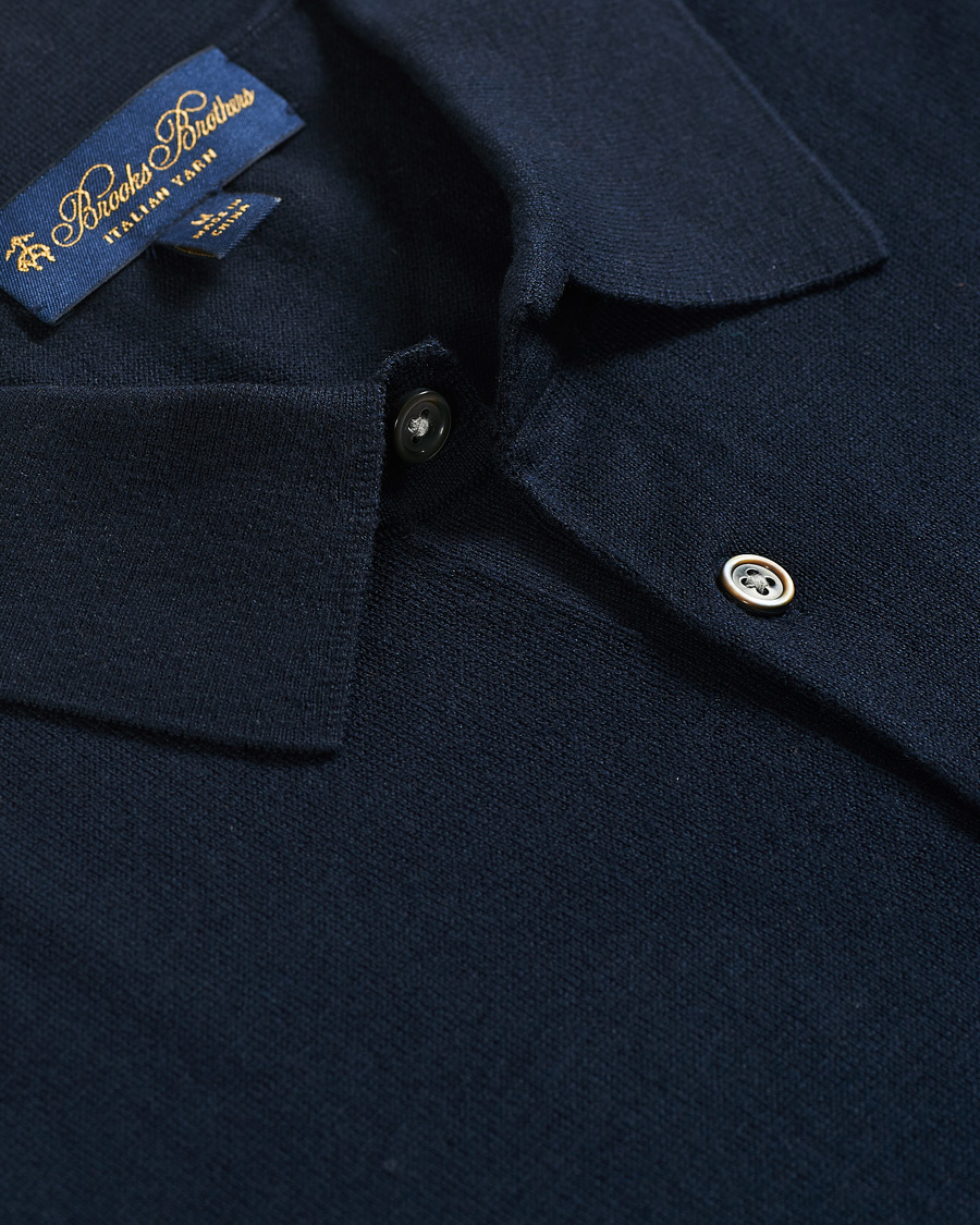 Mies | Puserot | Brooks Brothers | Cotton/Silk Knitted Polo Navy