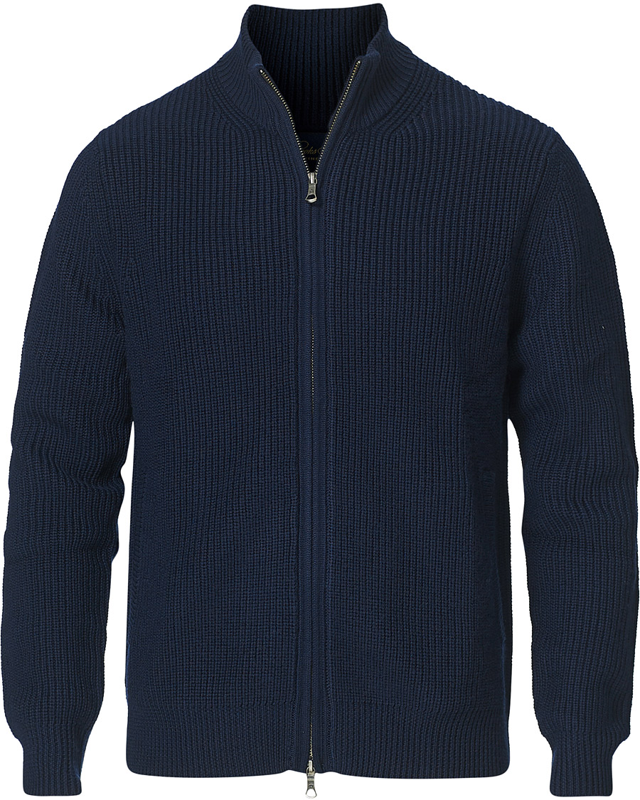 Mies | Puserot | Brooks Brothers | Shaker Stitch Full Zip Navy