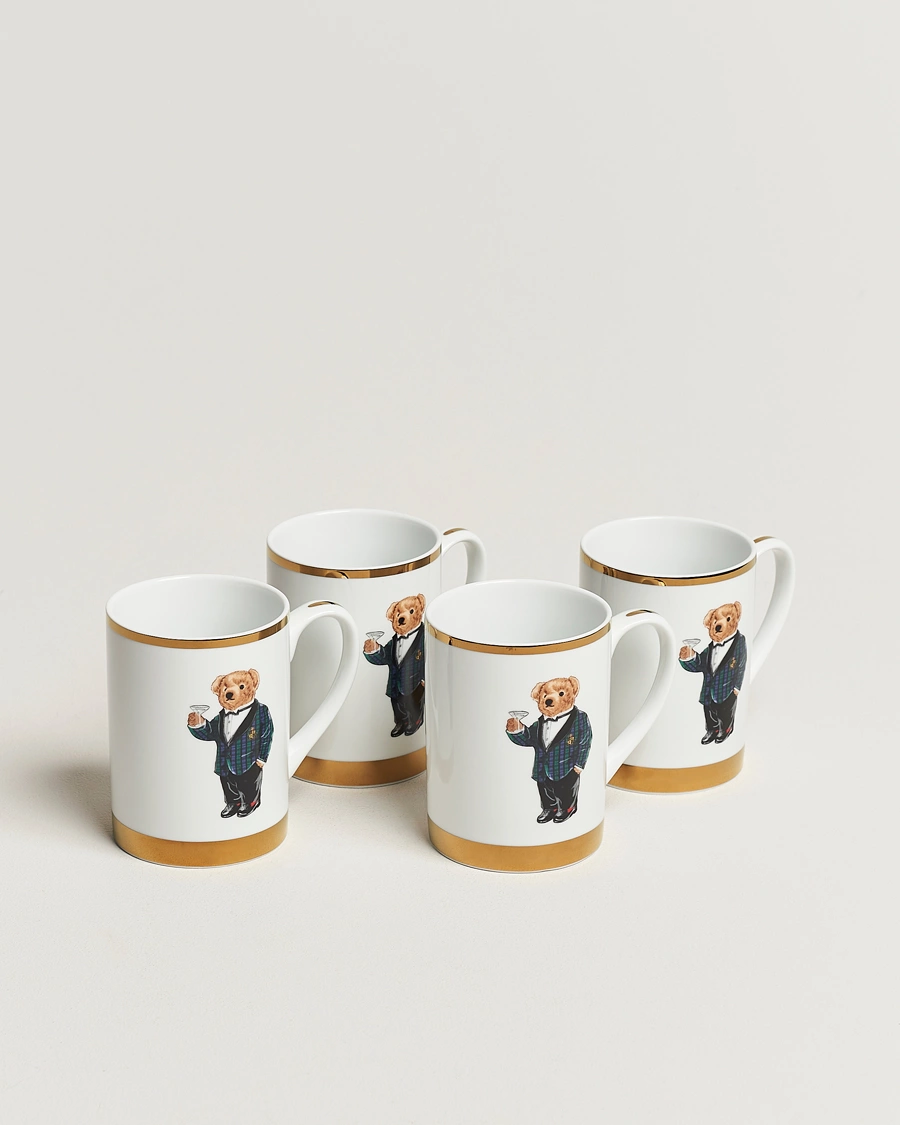Mies | Kotiin | Ralph Lauren Home | Thompson Bear Porcelain Mug Set 4pcs White/Gold