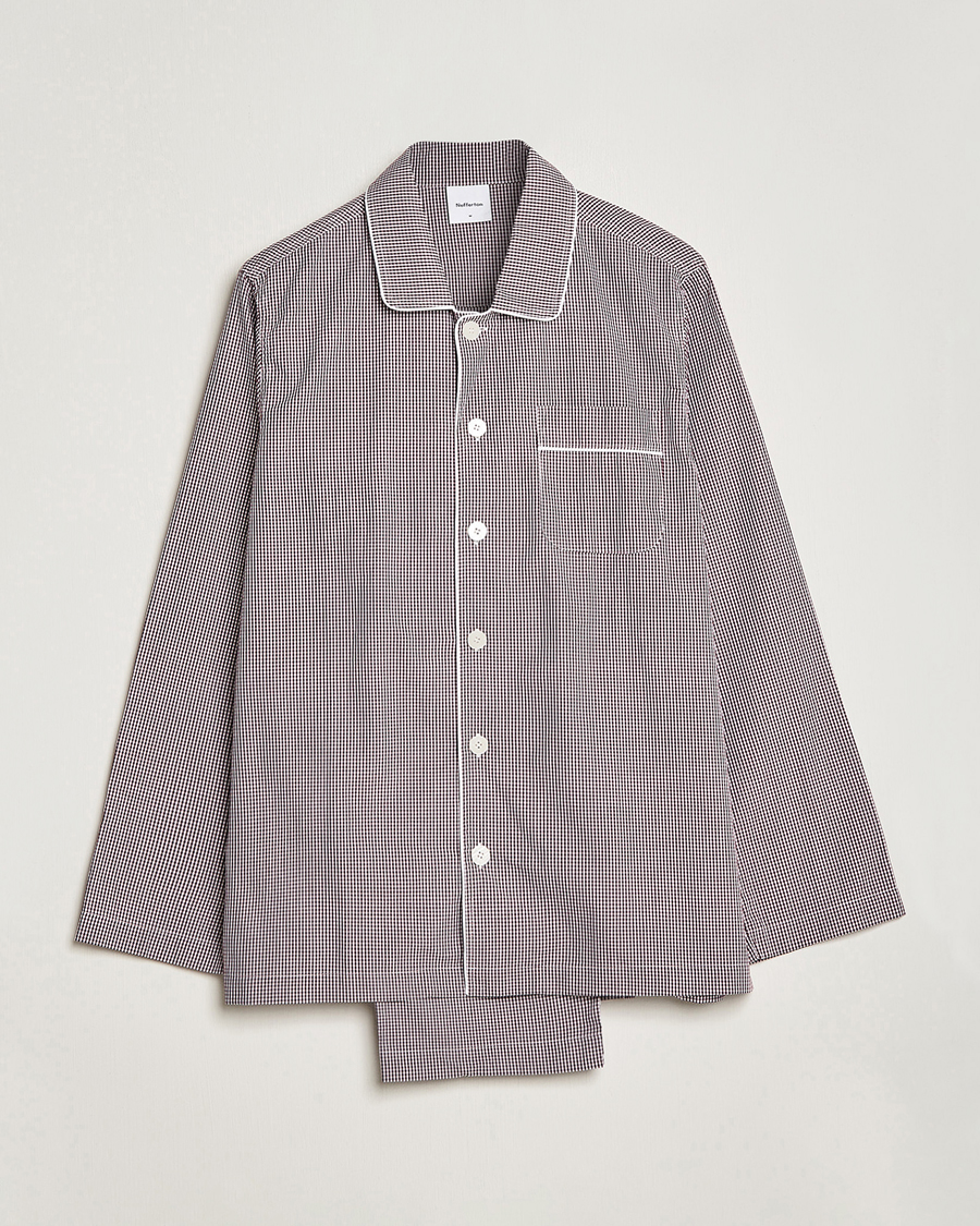 Mies | Yöpuvut ja kylpytakit | Nufferton | Alf Checked Pyjama Set Brown/White
