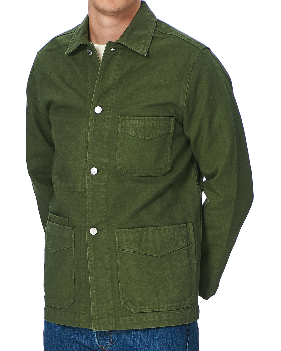 Mies |  | Drake's | Cotton Canvas Five Pocket Chore Jacket Green