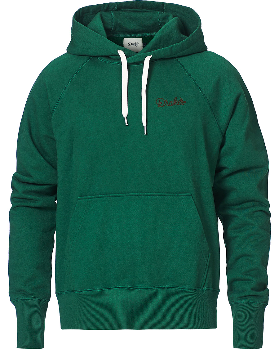 Mies | Puserot | Drake's | Hooded Cotton Sweatshirt Green