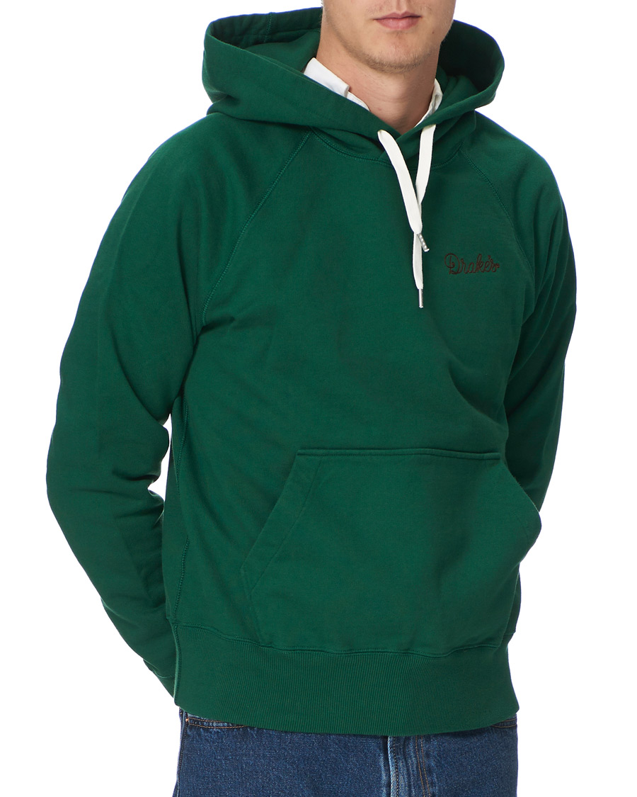 Mies | Puserot | Drake's | Hooded Cotton Sweatshirt Green