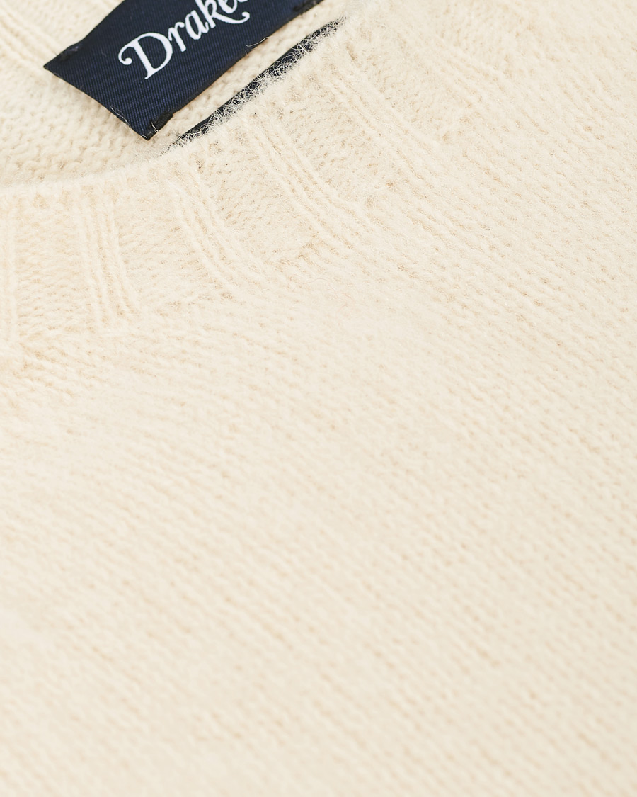Mies | Puserot | Drake's | Shetland Crew Neck Jumper Ecru