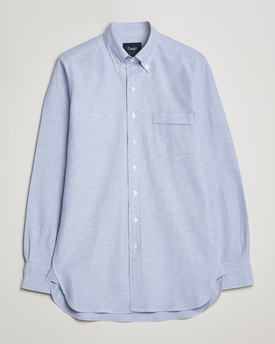 Mies | Kauluspaidat | Drake's | Button Down Oxford Shirt Blue
