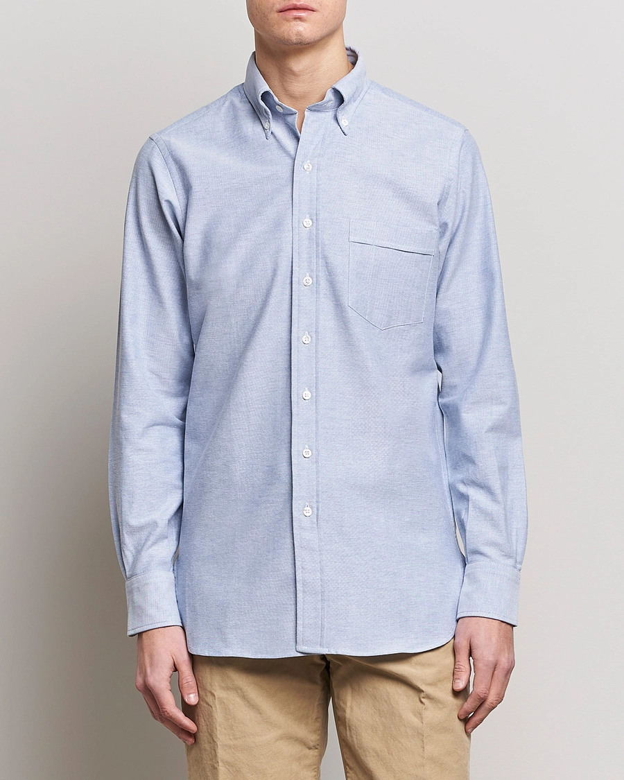 Mies | Oxford-paidat | Drake's | Button Down Oxford Shirt Blue