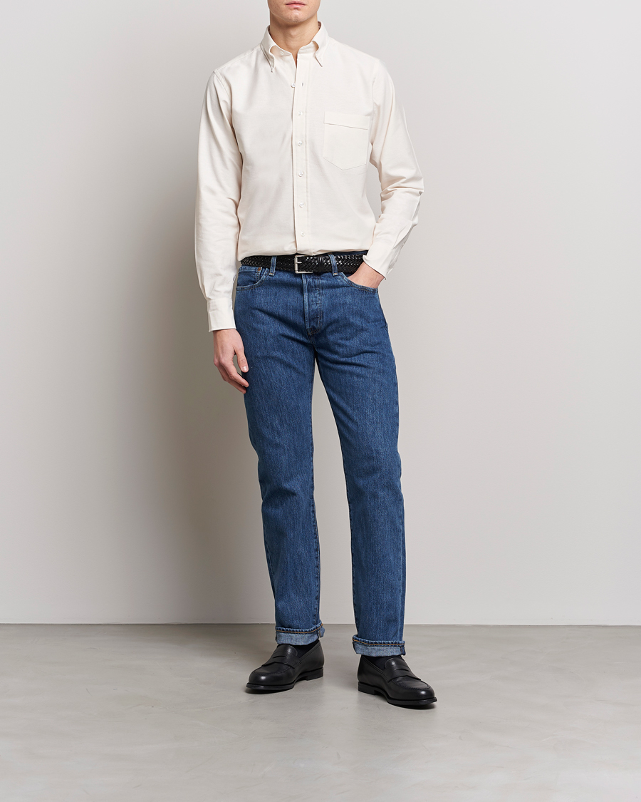 Mies | Kauluspaidat | Drake's | Button Down Oxford Shirt Cream