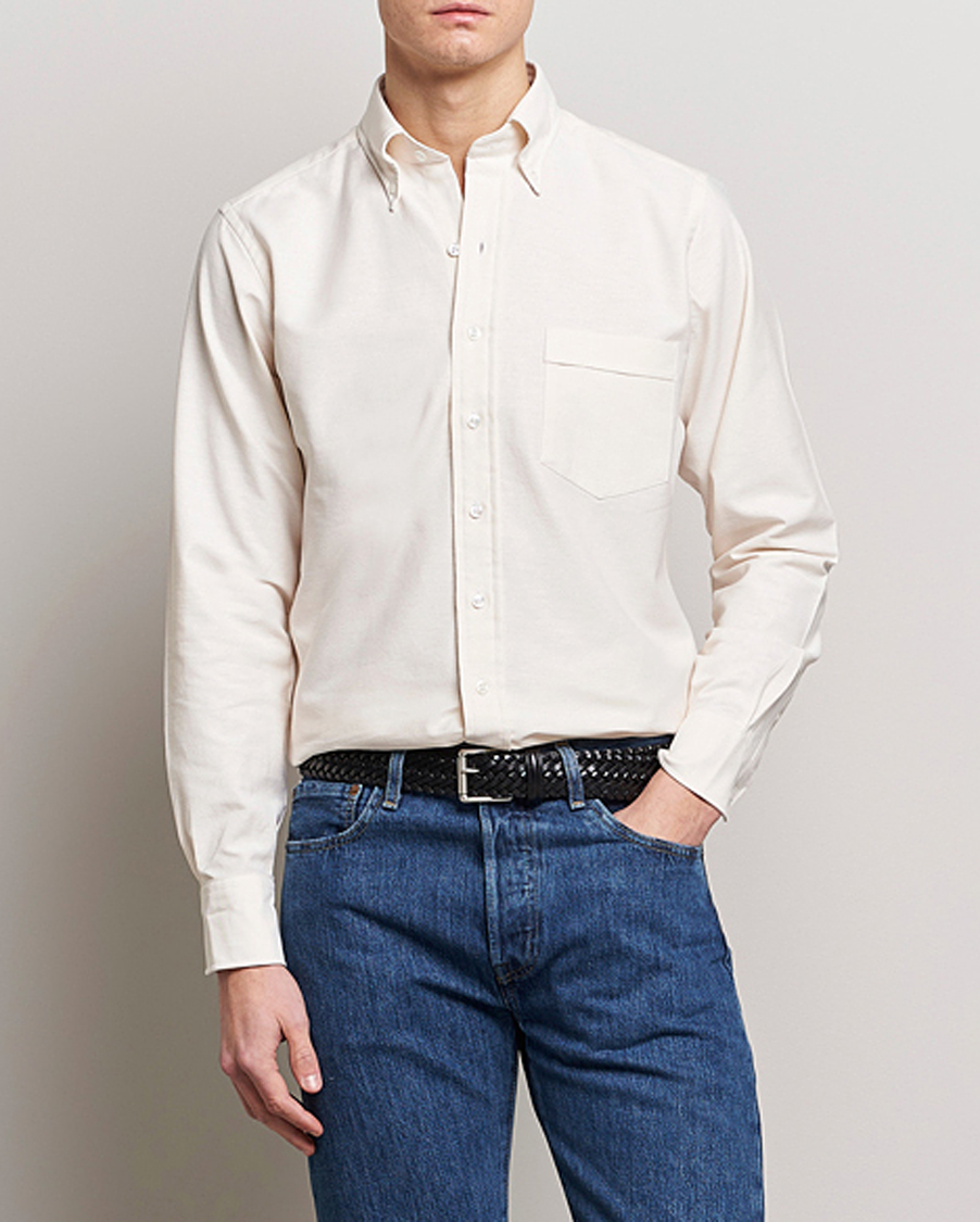 Mies | Kauluspaidat | Drake's | Button Down Oxford Shirt Cream