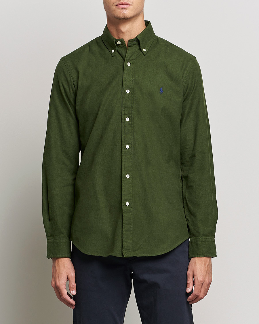 Mies |  | Polo Ralph Lauren | Custom Fit Brushed Flannel Shirt Army Green
