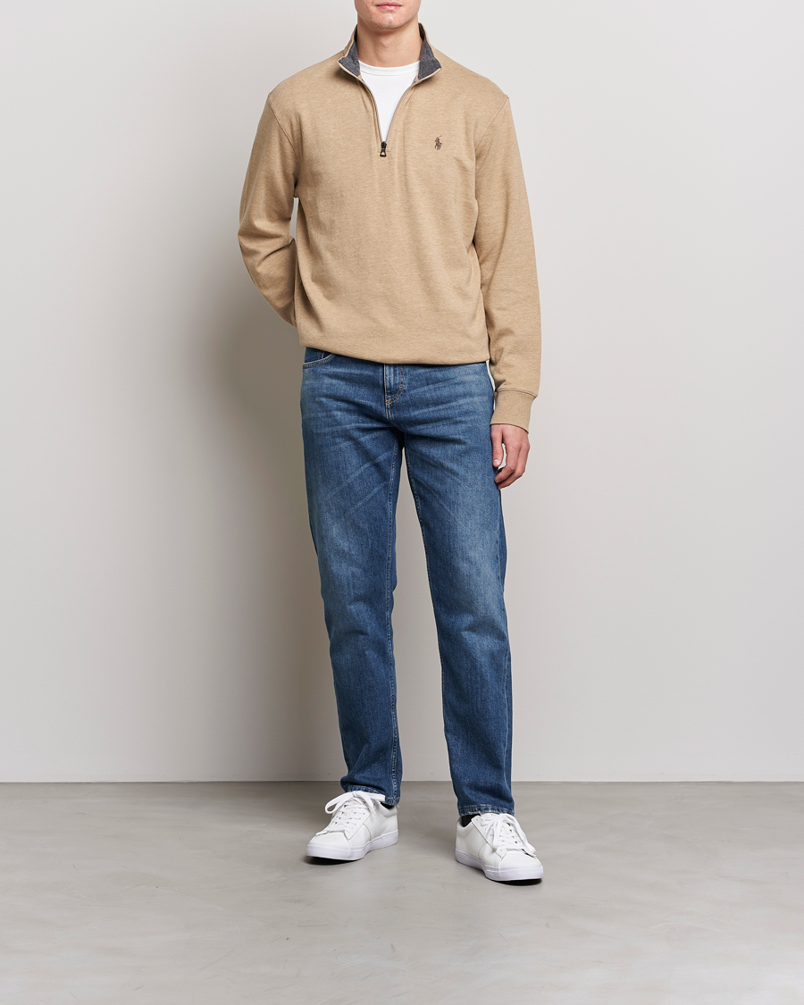Mies | Puserot | Polo Ralph Lauren | Double Knit Half-Zip Sweater Café Tan Heather